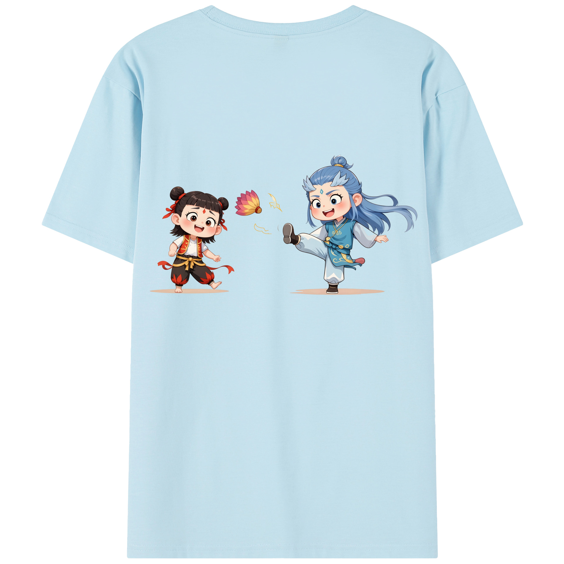 （画像用） Ne Zha 2 ナタ 魔童の大暴れ 綿100％半袖Tシャツ（背面プリント）